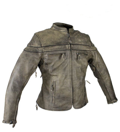 Men’s Vintage Distressed Leather Jacket – Slim Fit Moto Biker Style