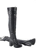 Product image EXCELSIOR INT Women's Solid Synthetic Leather Two Straps Shoes Comfortable And Fashionable High Knee Lace Up Boots For Motorcycle Riding