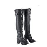 Product image EXCELSIOR INT Women's Solid Synthetic Leather Two Straps Shoes Comfortable And Fashionable High Knee Lace Up Boots For Motorcycle Riding