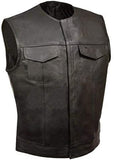 Men's SOA Club Concealed Carry Outlaws Collarless Leather Vest