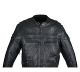 Men's Cowhide Leather Jacket With Zipper Front Zipout Lining