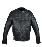 Men's Cowhide Leather Jacket With Zipper Front Zipout Lining