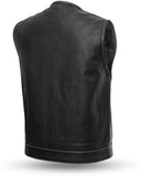 Men's SOA Paisley Liner Leather Vest With Gun Pocket