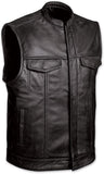 Men's SOA Sleeveless 2Gun 2Chest Pockets Leather Vest