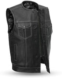 Men's SOA Paisley Liner Leather Vest With Gun Pocket