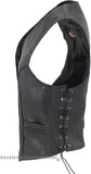 Women's Black Concealed Carry Leather Vest With Braid and Laces