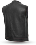 Men's Black SOA Club Style 2 Gun 2 Chest Pockets Vest With Back Panel Red Stitching