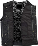 Men's SOA Paisley Liner Leather Vest With Gun Pocket