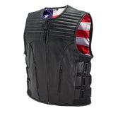 Men's Adjustable Sleeveless Leather Vest | Motorcycle Biker Jacket For Men