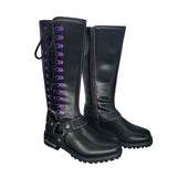Women's Long Boots with Purple Laces