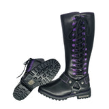 Women's Long Boots with Purple Laces